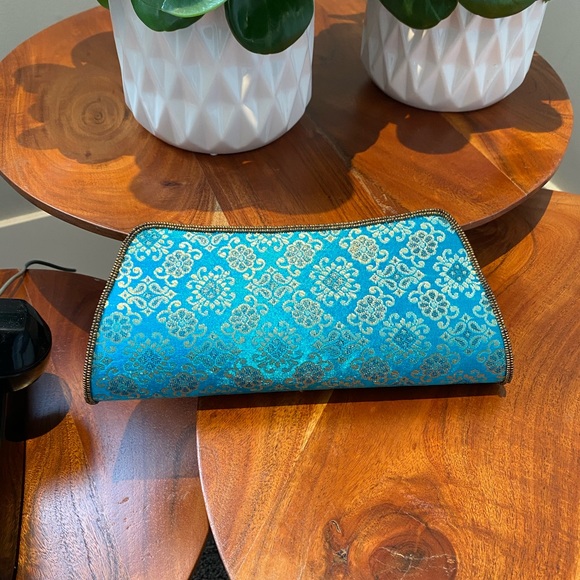 Blue Beaded Brocade Bag - Picture 2 of 7